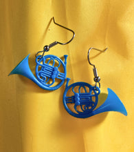 Load image into Gallery viewer, Blue French Horn Earrings