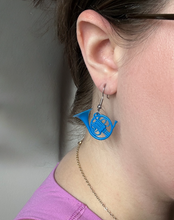 Load image into Gallery viewer, Blue French Horn Earrings