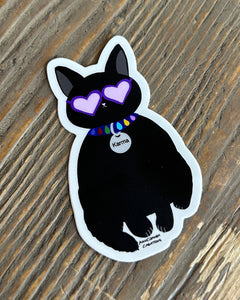 "Karma" the Cat Bejeweled Waterproof Sticker