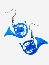 Load image into Gallery viewer, Blue French Horn Earrings