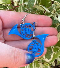 Load image into Gallery viewer, Blue French Horn Earrings