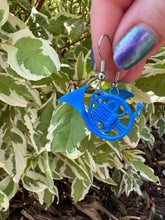 Load image into Gallery viewer, Blue French Horn Earrings