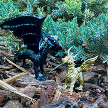 Load image into Gallery viewer, Black Dragon Figurine with Golden Baby | Fantasy Miniature