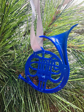 Load image into Gallery viewer, Blue French Horn Christmas Ornament