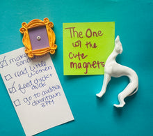 Load image into Gallery viewer, Friends Magnet Set| White Greyhound| Friends Show Themed Gift | Friends Frame |Peephole Frame |Fridge Decor| The One Where | Pat the Dog