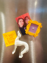 Load image into Gallery viewer, Friends Magnet Set| White Greyhound| Friends Show Themed Gift | Friends Frame |Peephole Frame |Fridge Decor| The One Where | Pat the Dog