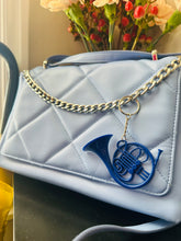 Load image into Gallery viewer, Blue French Horn Keychain Oversized/ HIMYM Gift/ Novelty Keychain/ Pop Culture/ TV Prop
