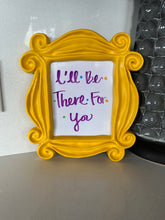 Load image into Gallery viewer, Friends Frame Whiteboard/ Yellow Peephole Door Frame/ Home Decor/ Themed Wedding Party/ Quirky Decor/ Fandom/ Chalkboard
