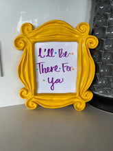Load image into Gallery viewer, Friends Frame Whiteboard/ Yellow Peephole Door Frame/ Home Decor/ Themed Wedding Party/ Quirky Decor/ Fandom/ Chalkboard