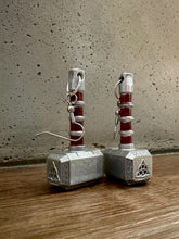 Load image into Gallery viewer, Thor Hammer Earrings/ Norse Mythology/ Superhero Accessories/ Cosplay/ Unique Earrings/ Comic Geek Gift/ Comic Book Hero/ Girl Power