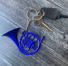 Load image into Gallery viewer, Blue French Horn Keychain Oversized/ HIMYM Gift/ Novelty Keychain/ Pop Culture/ TV Prop