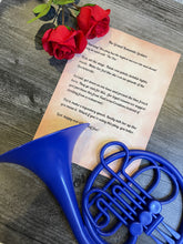 Load image into Gallery viewer, Blue French Horn Sculpture | Oversize Wall Hanging | Legen - wait for it- DARY | Wall Decor