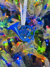 Load image into Gallery viewer, Blue French Horn/ Pop Culture Christmas Ornament/ HIMYM/ TV Show Ornaments/ Fandom Christmas Tree/ Ted and Robin