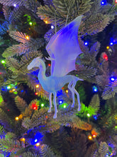 Load image into Gallery viewer, Happiness Spell Skeleton Horse Ornament Figurine / Spell Animal/Fantasy Creature/ Bookshelf Decor/ Bookish Art/ Nerdy Christmas Ornament/ Dark Arts