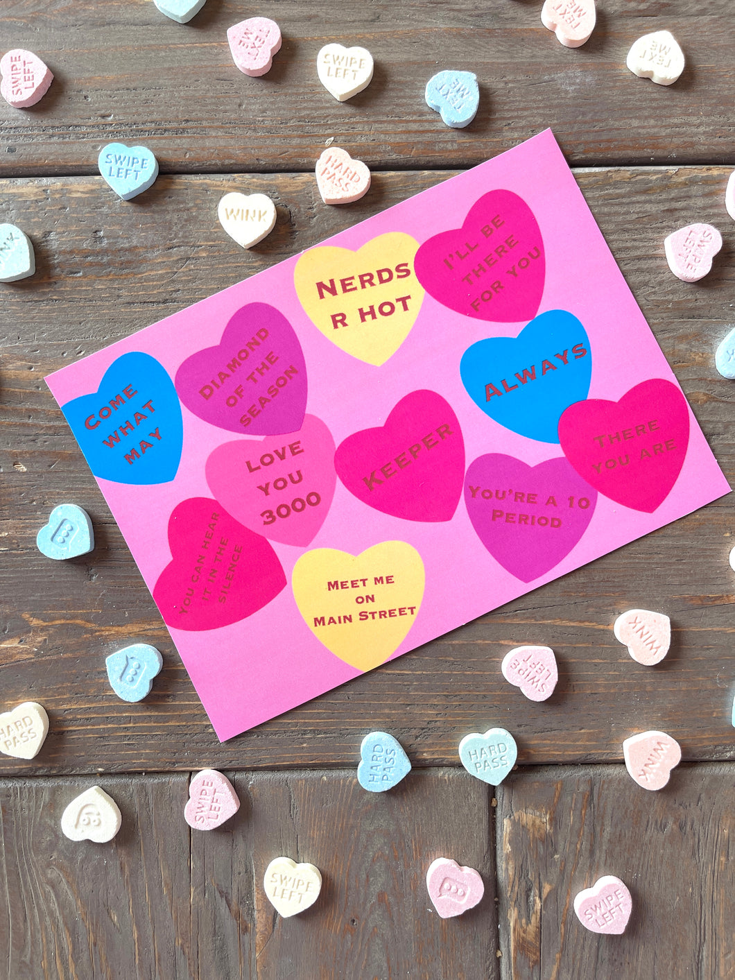 Nerdy Candy Heart Art Print