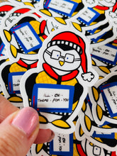 Load image into Gallery viewer, Hugsey Waterproof Sticker/ Friends Show Laptop Decal/ Joey's Penguin/ Waterbottle Sticker/ Pop Culture Art/ I'll Be There For You