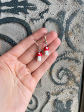 Load image into Gallery viewer, Mushroom Earrings/ Cottagecore Accessories/ Fairy Jewelry/ Unique Quirky Food Dangle Gift Active