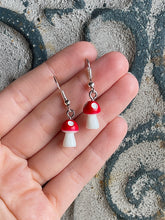 Load image into Gallery viewer, Mushroom Earrings/ Cottagecore Accessories/ Fairy Jewelry/ Unique Quirky Food Dangle Gift Active