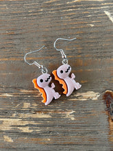 Load image into Gallery viewer, Dinosaur Novelty Earrings/ Dangling Dino Jewelry/ Quirky Nerdy Gift / Colorful T Rex Active