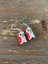 Load image into Gallery viewer, Dinosaur Novelty Earrings/ Dangling Dino Jewelry/ Quirky Nerdy Gift / Colorful T Rex Active