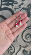 Load and play video in Gallery viewer, Mushroom Earrings/ Cottagecore Accessories/ Fairy Jewelry/ Unique Quirky Food Dangle Gift Active