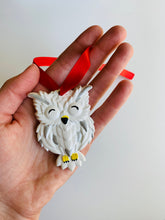 Load image into Gallery viewer, Owl Christmas Ornament/ Snowy Owl/ Wizarding Christmas Tree/ Owl Post/ Fantasy Decor/ Bookworm Gift/ Fantasy Christmas Decor