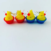 Load image into Gallery viewer, Pineapple Whip Soft Serve w/ cherry Dangle Earrings, Tiki Room Outfit, Disneybounding, Gift for her, Quirky Earrings, Food jewelry, unique