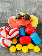Load image into Gallery viewer, Fudge Frog Earrings/ Wizarding Earrings/ Candy Jewelry/ Quirky Accessories/ Food Dangle Earrings/ Cosplay/ Magical Candy/ Fandom Gift/ Nerd