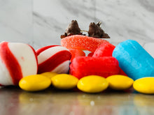 Load image into Gallery viewer, Fudge Frog Earrings/ Wizarding Earrings/ Candy Jewelry/ Quirky Accessories/ Food Dangle Earrings/ Cosplay/ Magical Candy/ Fandom Gift/ Nerd