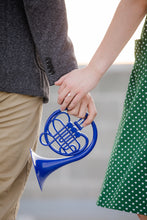 Load image into Gallery viewer, Blue French Horn Wall Sculpture / How I Met Your Mother/ Romantic Gift/ Proposal Prop/ Large Romantic Gesture/ HIMYM Prop Replica