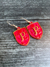 Load image into Gallery viewer, Prefect Badge Earrings/ Nerdy Earrings/ Wizarding Fantasy Jewelry/  House Pride/ Puff Earrings/ Snake House/ Lion House/ Raven House