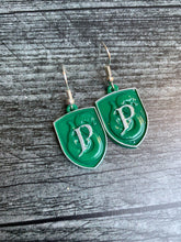 Load image into Gallery viewer, Prefect Badge Earrings/ Nerdy Earrings/ Wizarding Fantasy Jewelry/  House Pride/ Puff Earrings/ Snake House/ Lion House/ Raven House