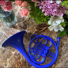 Load image into Gallery viewer, Blue French Horn Wall Sculpture / How I Met Your Mother/ Romantic Gift/ Proposal Prop/ Large Romantic Gesture/ HIMYM Prop Replica