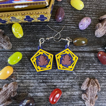 Load image into Gallery viewer, Fudge Frog Earrings/ Wizarding Earrings/ Candy Jewelry/ Quirky Accessories/ Food Dangle Earrings/ Cosplay/ Fandom Gift/ Nerdy