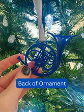 Load image into Gallery viewer, Blue French Horn Christmas Ornament
