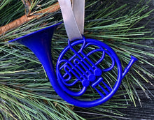 Load image into Gallery viewer, Blue French Horn Christmas Ornament
