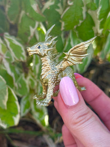 Black Dragon Figurine with Golden Baby | Fantasy Miniature