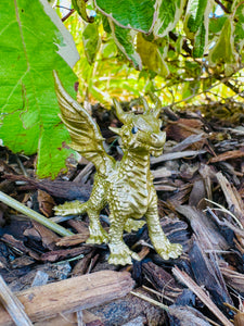 Black Dragon Figurine with Golden Baby | Fantasy Miniature