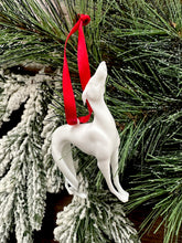 Load image into Gallery viewer, Pat the Dog Christmas Ornament | White Greyhound

