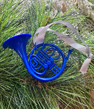 Load image into Gallery viewer, Blue French Horn Christmas Ornament
