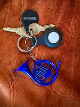 Load image into Gallery viewer, Blue French Horn Keychain Oversized/ HIMYM Gift/ Novelty Keychain/ Pop Culture/ TV Prop
