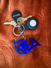 Load image into Gallery viewer, Blue French Horn Keychain Oversized/ HIMYM Gift/ Novelty Keychain/ Pop Culture/ TV Prop
