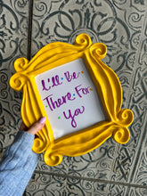 Load image into Gallery viewer, Friends Frame Whiteboard/ Yellow Peephole Door Frame/ Home Decor/ Themed Wedding Party/ Quirky Decor/ Fandom/ Chalkboard
