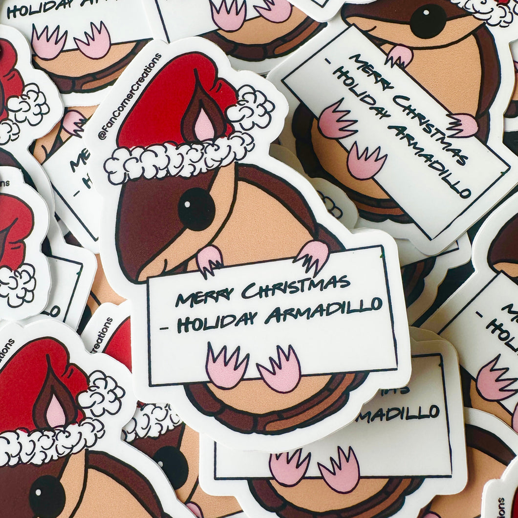 Holiday Armadillo Waterproof Sticker