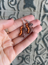 Load image into Gallery viewer, Dinosaur Novelty Earrings/ Dangling Dino Jewelry/ Quirky Nerdy Gift / Colorful T Rex Active
