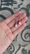 Load and play video in Gallery viewer, Mushroom Earrings/ Cottagecore Accessories/ Fairy Jewelry/ Unique Quirky Food Dangle Gift Active
