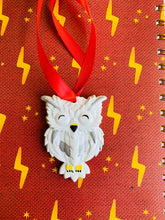 Load image into Gallery viewer, Owl Christmas Ornament/ Snowy Owl/ Wizarding Christmas Tree/ Owl Post/ Fantasy Decor/ Bookworm Gift/ Fantasy Christmas Decor
