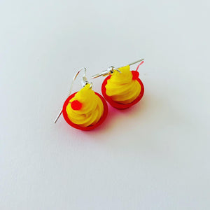 Pineapple Whip Soft Serve w/ cherry Dangle Earrings, Tiki Room Outfit, Disneybounding, Gift for her, Quirky Earrings, Food jewelry, unique