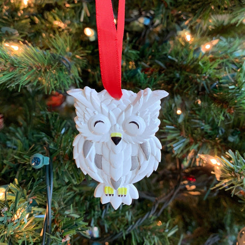 Owl Christmas Ornament/ Snowy Owl/ Wizarding Christmas Tree/ Owl Post/ Fantasy Decor/ Bookworm Gift/ Fantasy Christmas Decor