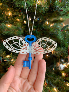 Set of Two Winged Key Ornaments/ Flying Key/ Magical Christmas Tree/ Fantasy/ Charms Lesson/ Fantasy Tree/ Nerd Gift